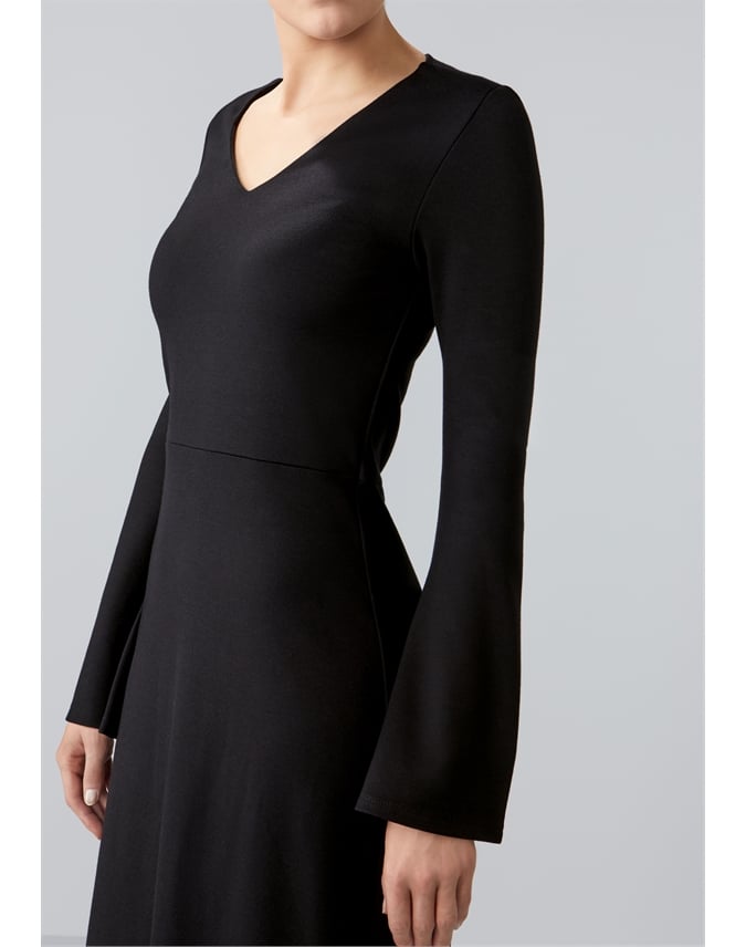 Black Flare Sleeve Jersey Dress Pure Collection