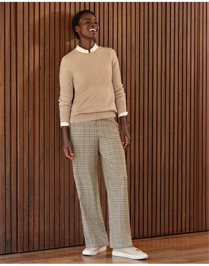 Caramel Check Wide Leg Trousers Pure Collection