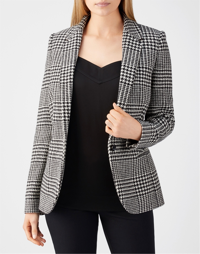 Black/White Check | Tailored Blazer | Pure Collection
