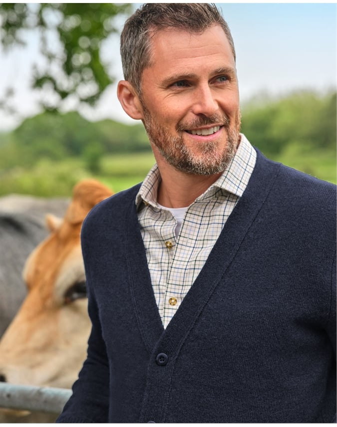 Mens Lambswool V Neck Cardigan