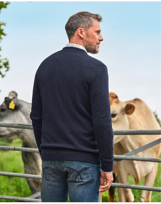 Mens Lambswool V Neck Cardigan