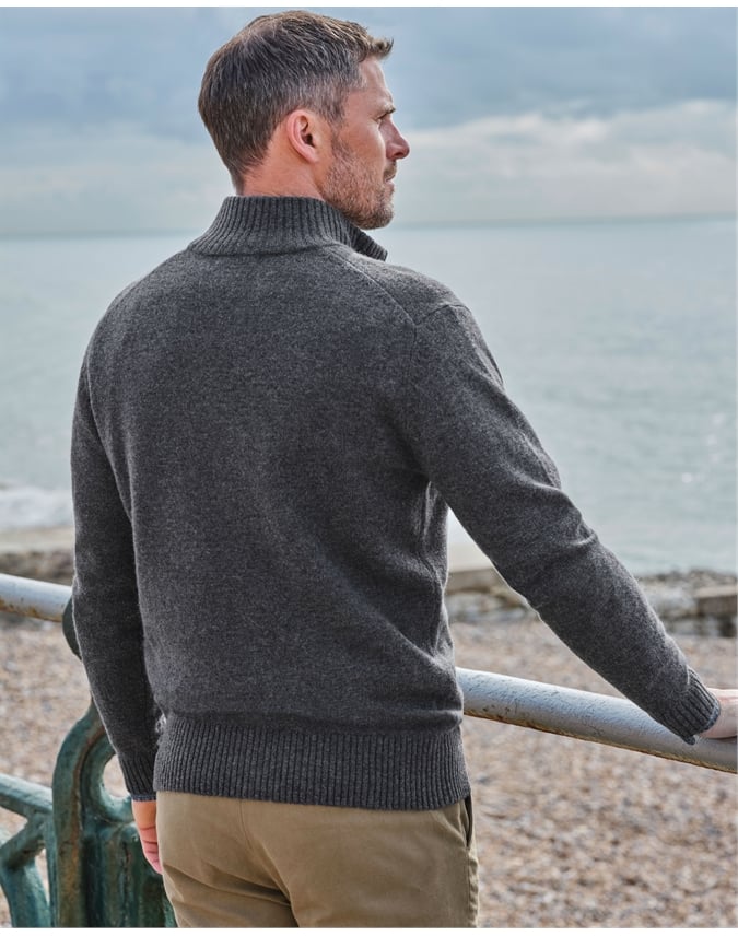 Mens Lambswool Lincoln Zipper Cardigan