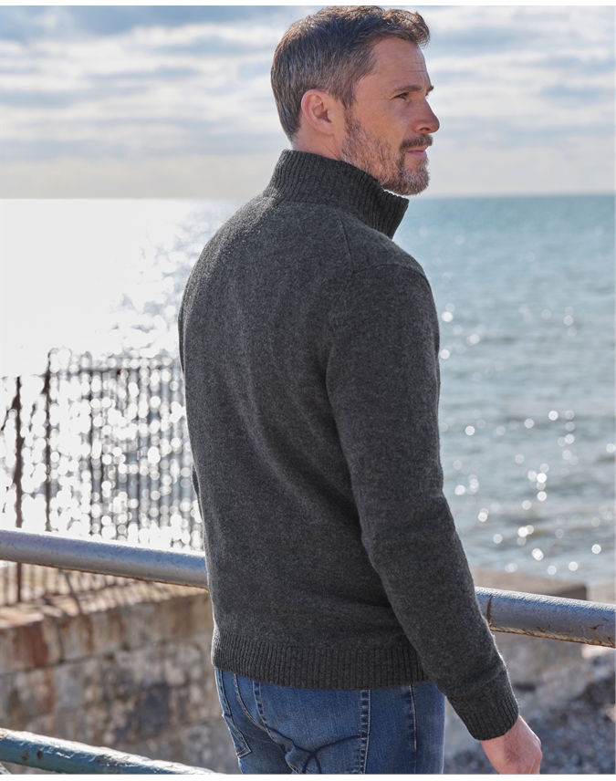 Mens Lambswool Zip Neck Sweater