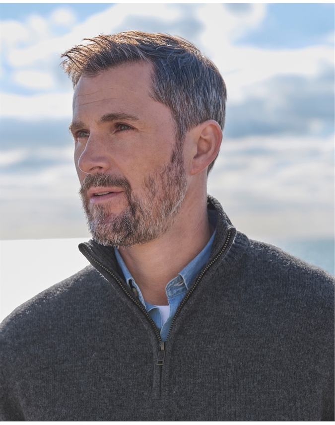 Mens Lambswool Zip Neck Sweater