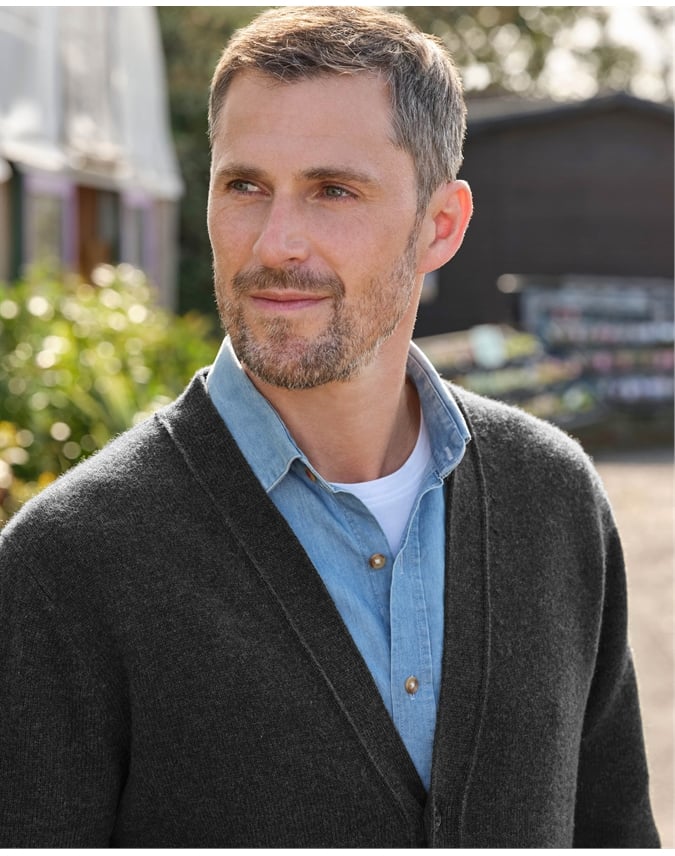 Mens Lambswool V Neck Cardigan