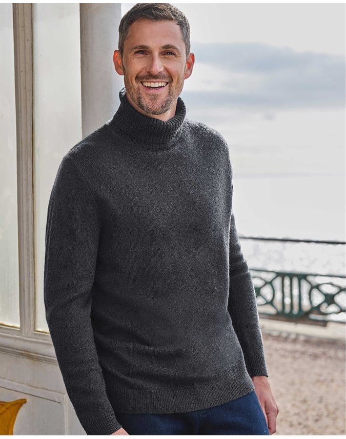 Mens Lambswool Turtle Neck Sweater