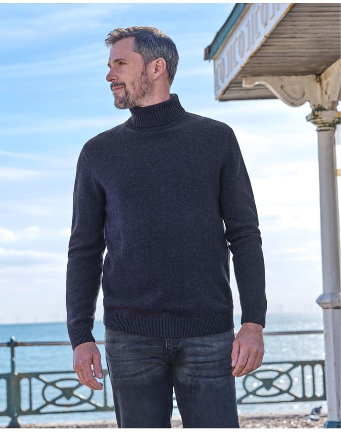 Mens Lambswool Turtle Neck Sweater