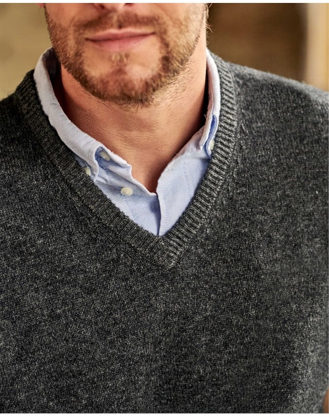 Mens Lambswool V Neck Sweater