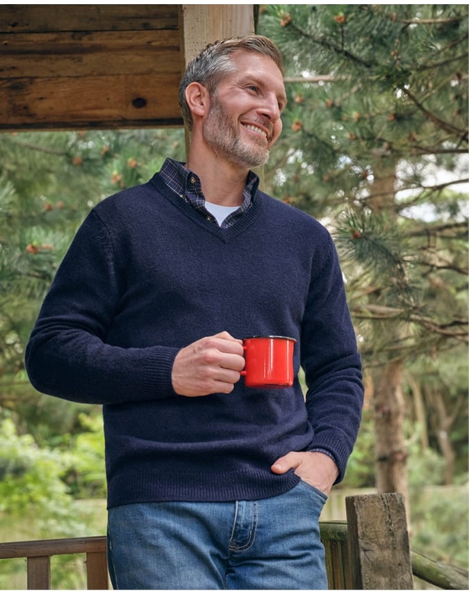 Mens Lambswool V Neck Sweater
