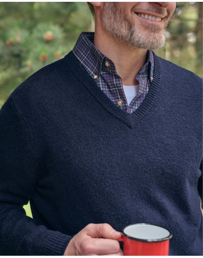 Mens Lambswool V Neck Sweater