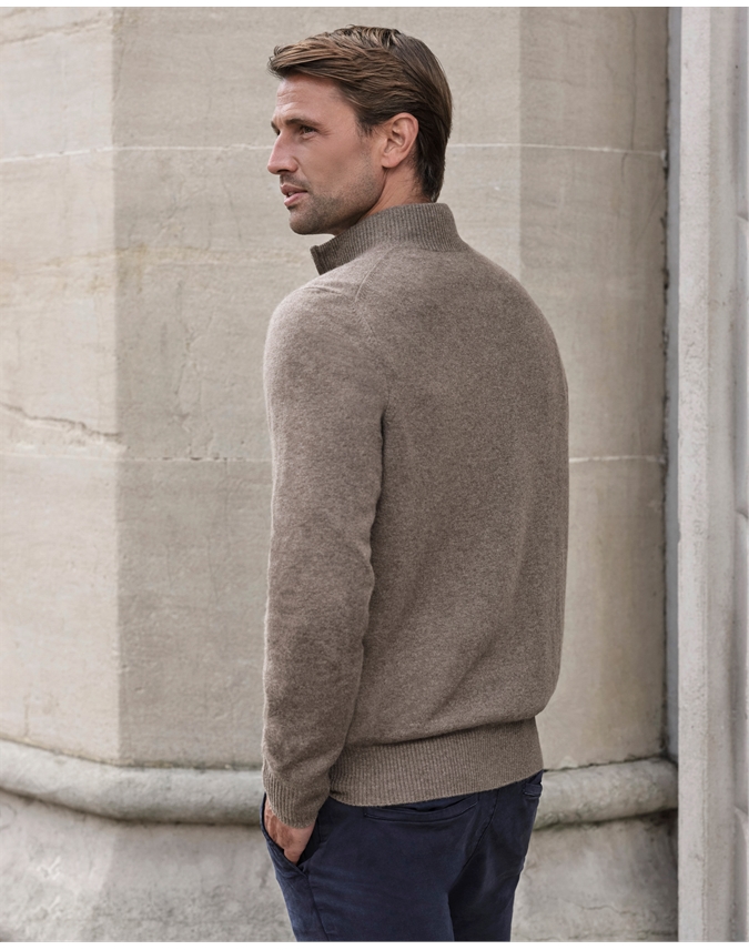 Mens Cashmere Zip Neck Sweater