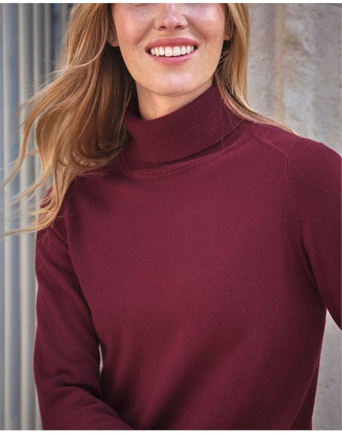 Womens Cashmere Polo Neck Sweater