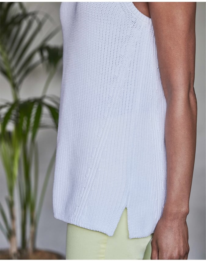 Optic White Cotton Ribbed V Neck Tank Pure Collection
