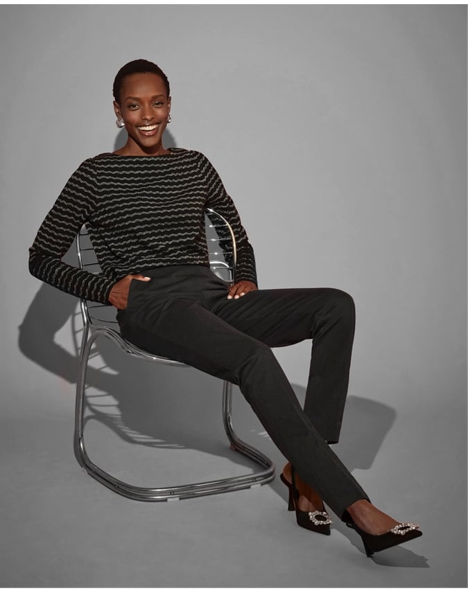 Silver Stripe Jaquard Top