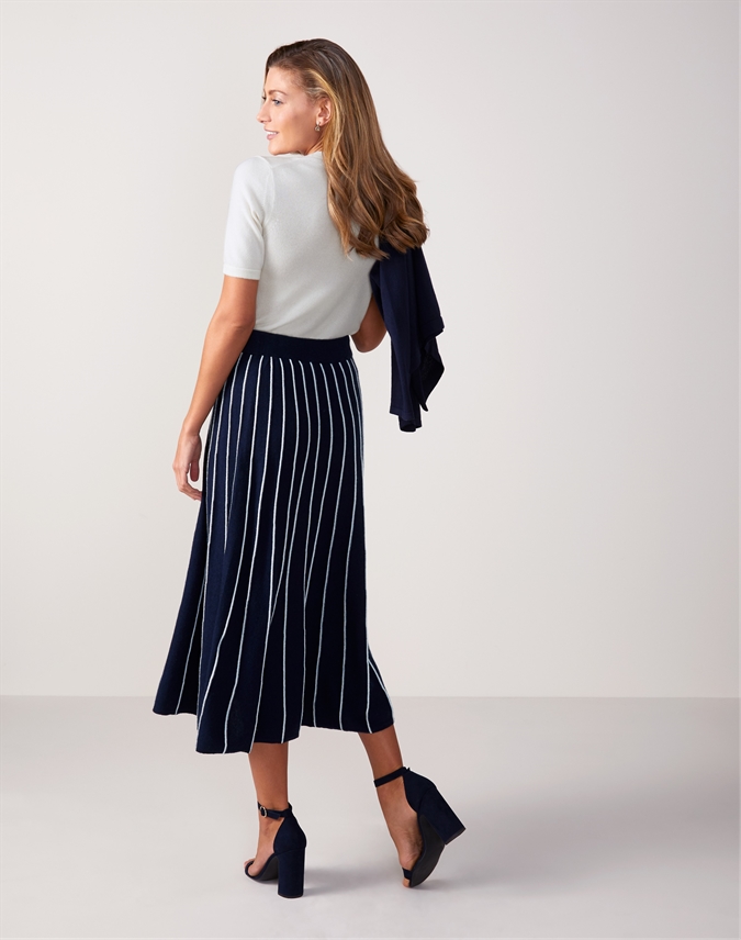 Navy Stripe Knitted Skirt Pure Collection