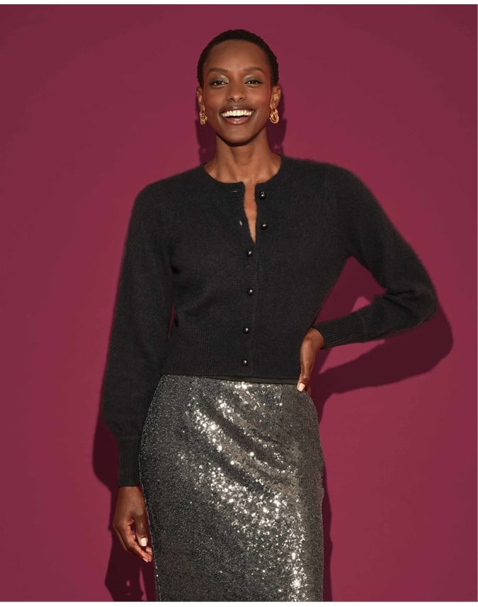 Fluffy Pearl Button Cardi