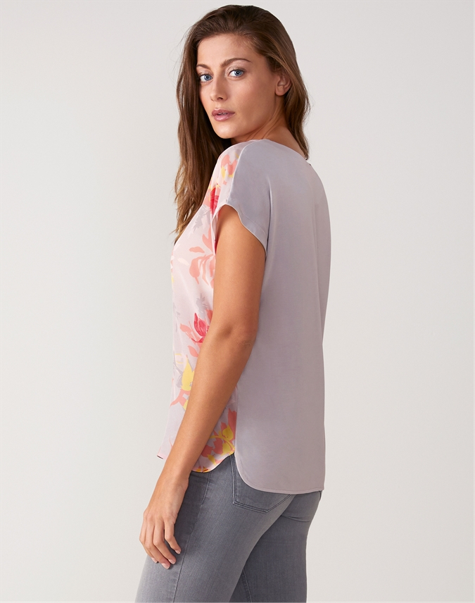 Silver Print | Silk Front Print Top | Pure Collection