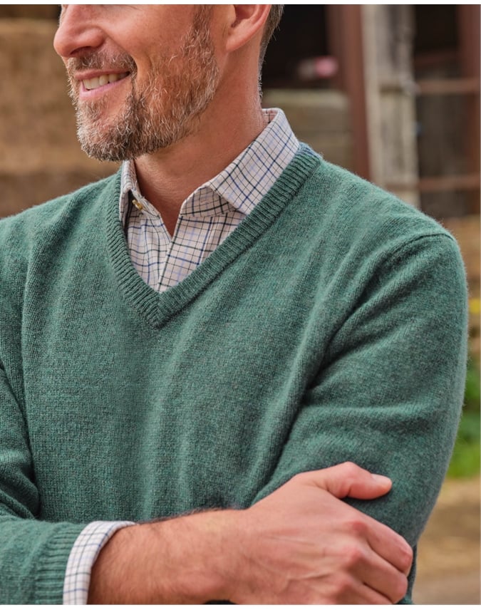 Mens Lambswool V Neck Sweater