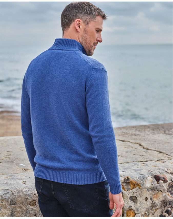 Mens Lambswool Zip Neck Sweater