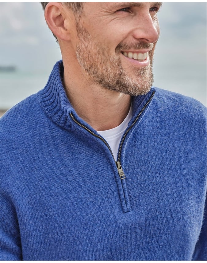 Mens Lambswool Zip Neck Sweater