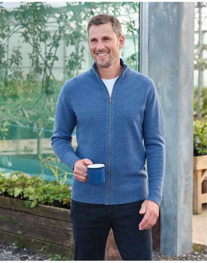 Mens Lambswool Lincoln Zipper Cardigan