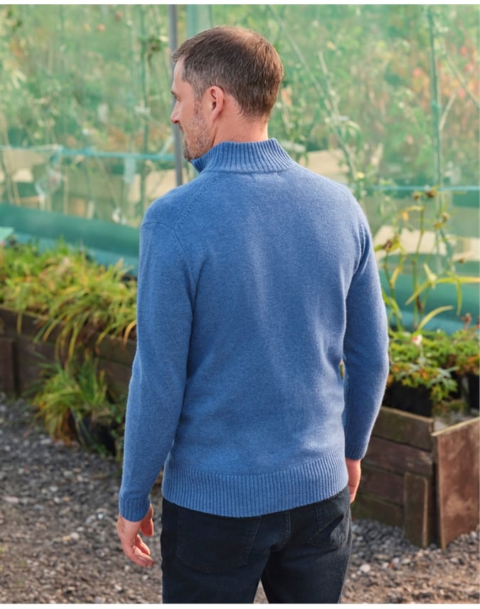 Mens Lambswool Lincoln Zipper Cardigan