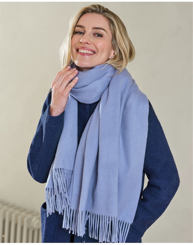 Womens Wool Cashmere Fringed Scarf