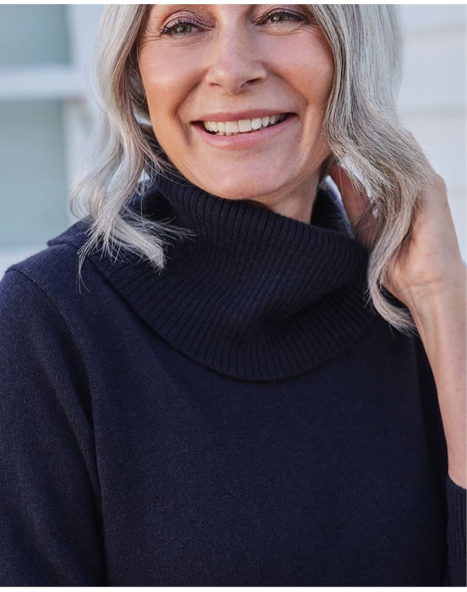 Cashmere And Merino Long Sleeve Cowl Neck Sweater