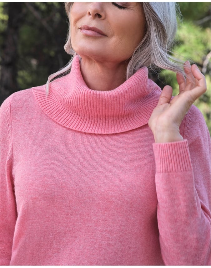 Cashmere And Merino Long Sleeve Cowl Neck Sweater