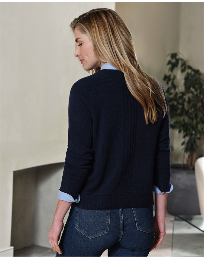 Navy | Cashmere Lofty Raglan Sleeve Sweater | Pure Collection