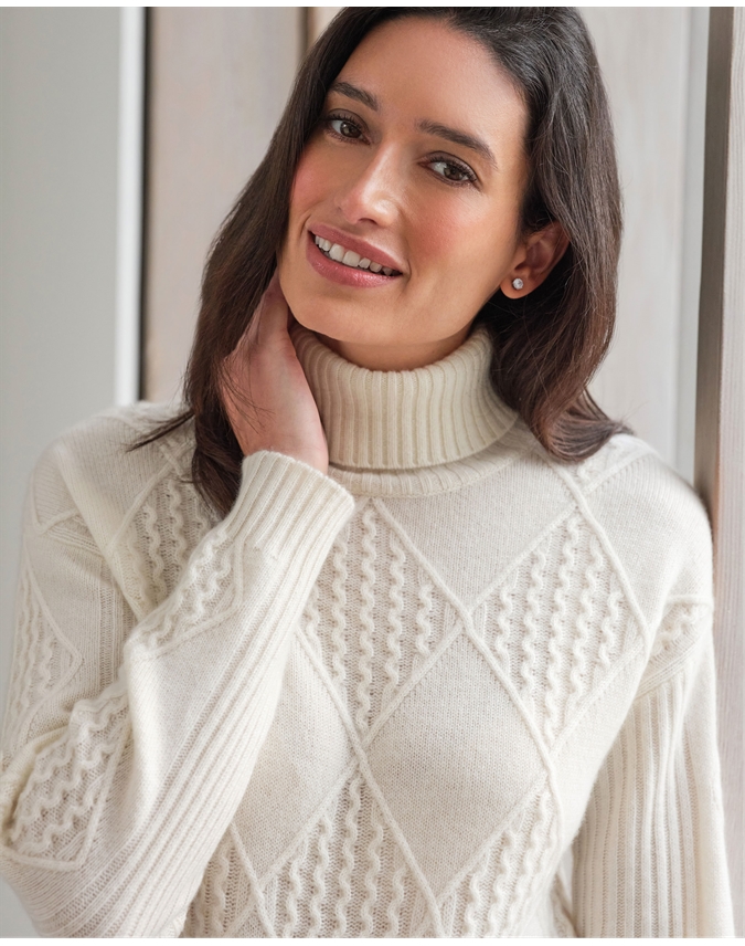 Cashmere Textured Roll Neck Sweater