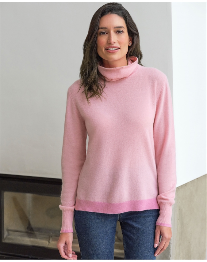 Cashmere Funnel Neck Tipped Sweater
