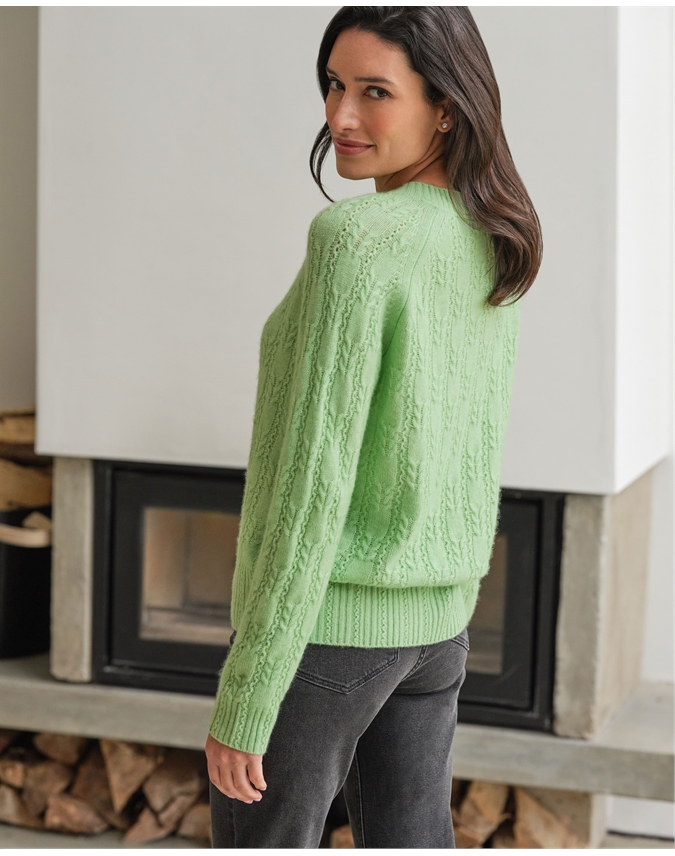 Wool Cashmere Squiggle Cable Sweater