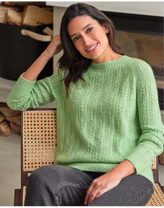 Wool Cashmere Squiggle Cable Sweater