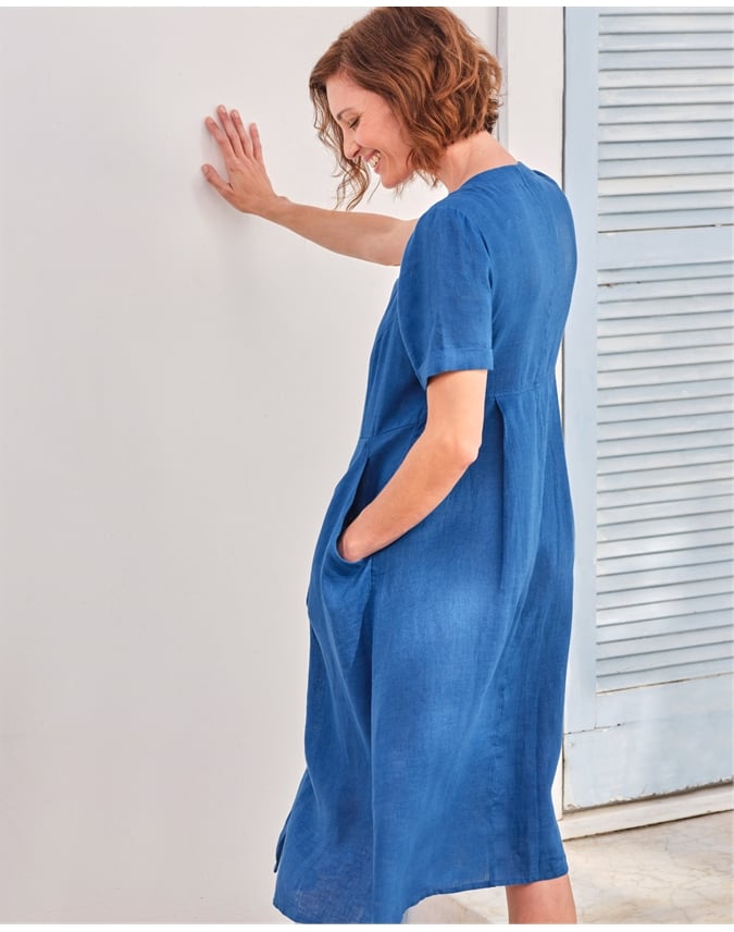 Button Through Linen Dress