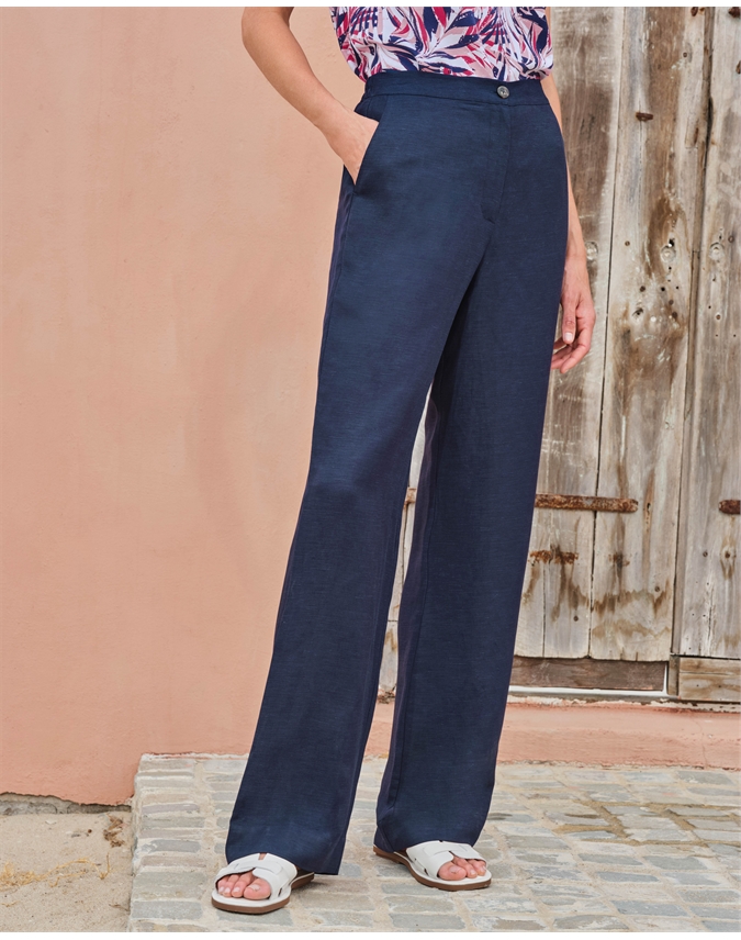 Linen Blend Straight Leg Pant