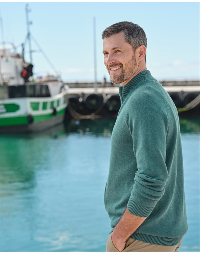Essential Cotton Zip Cardigan