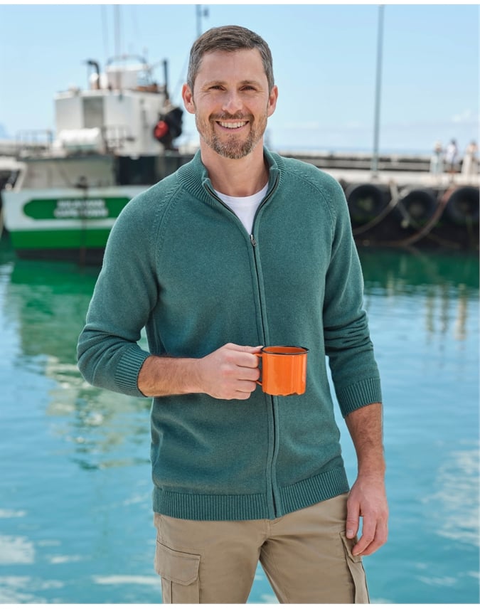 Essential Cotton Zip Cardigan