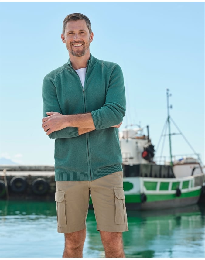 Essential Cotton Zip Cardigan