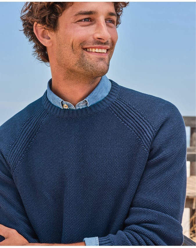 Moss Stitch Essential Crew Neck Sweater