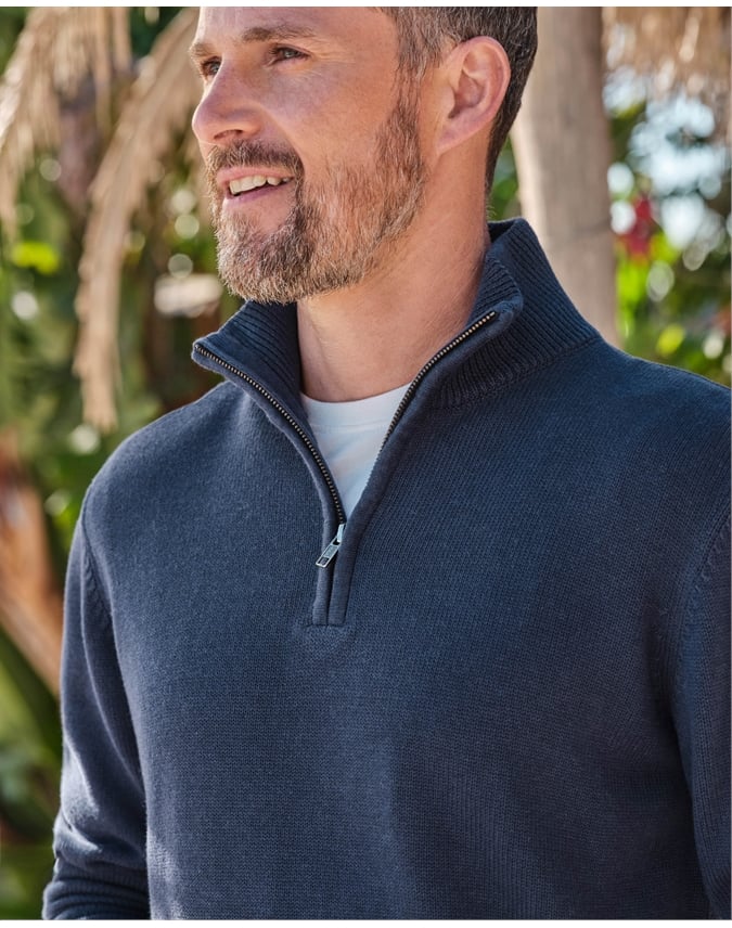 Essential Cotton Zip Neck Sweater