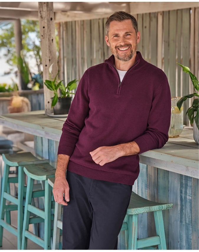 Essential Cotton Zip Neck Sweater