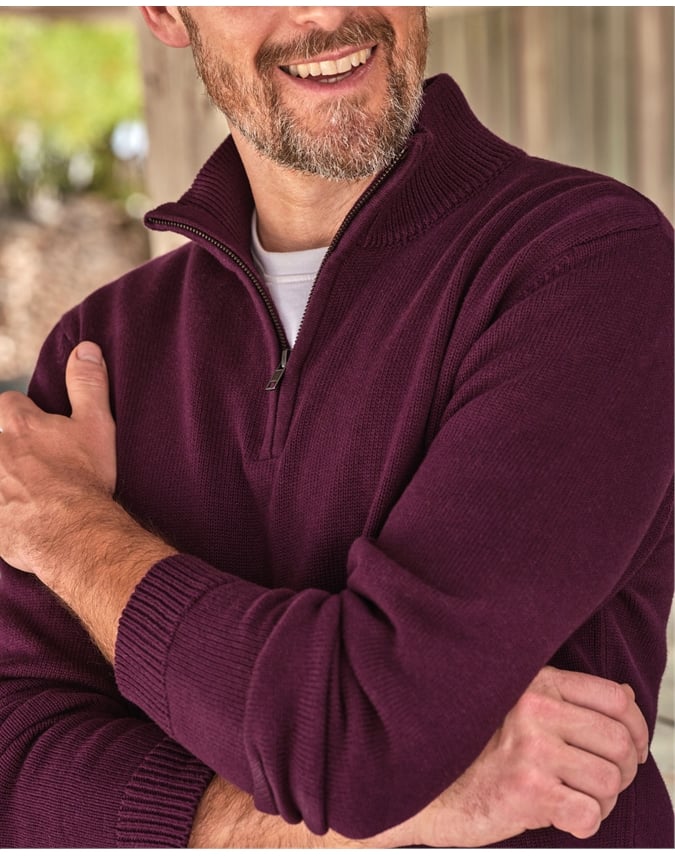 Essential Cotton Zip Neck Sweater