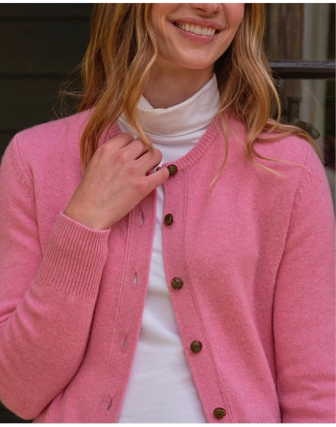 Lambswool Ladies Crew Neck Cardigan
