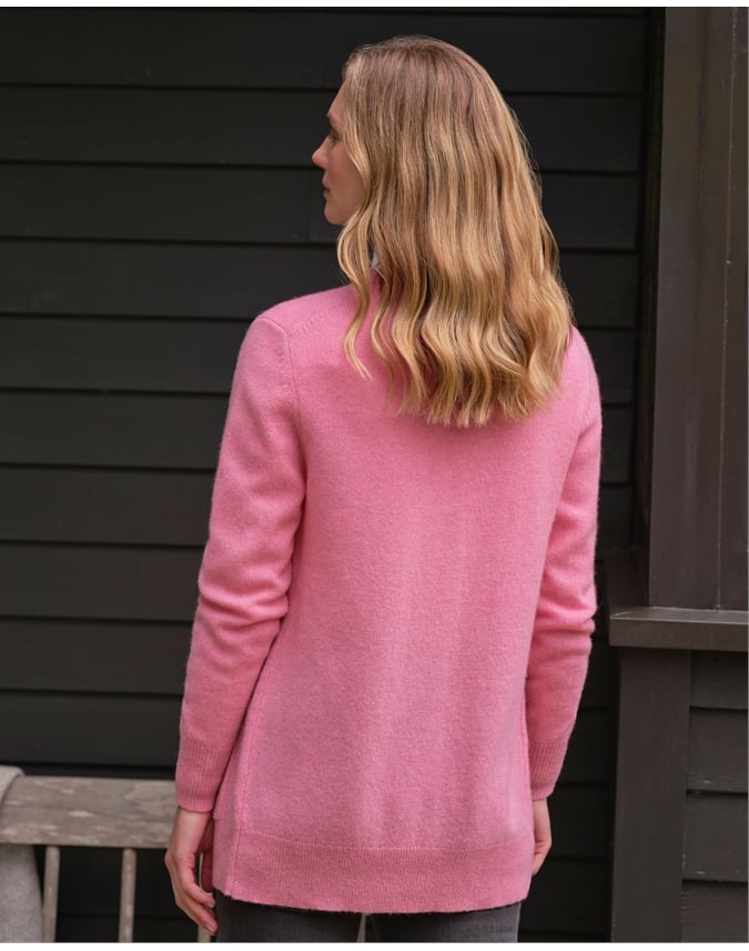 Lambswool Ladies Crew Neck Cardigan