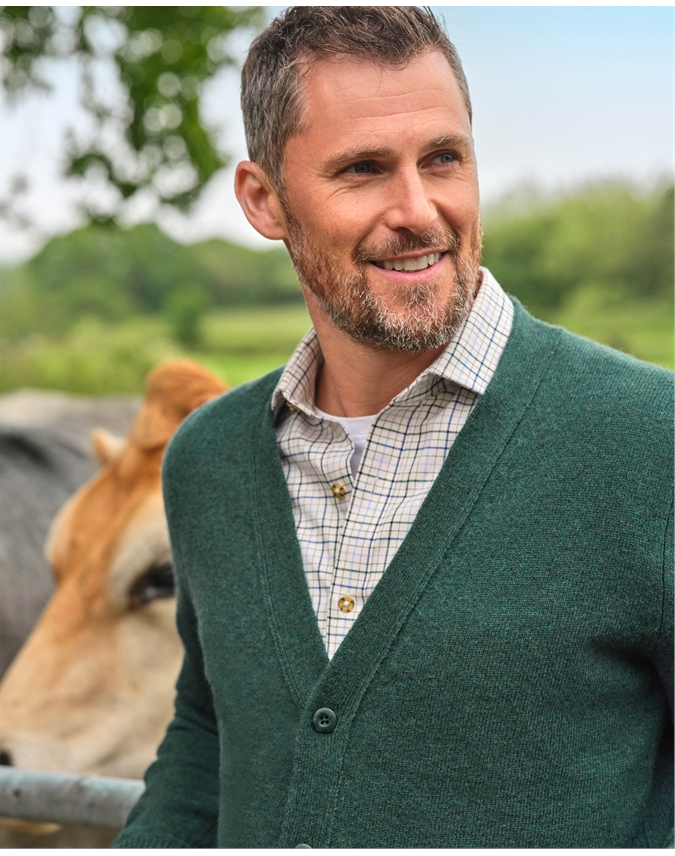 Mens Lambswool V Neck Cardigan