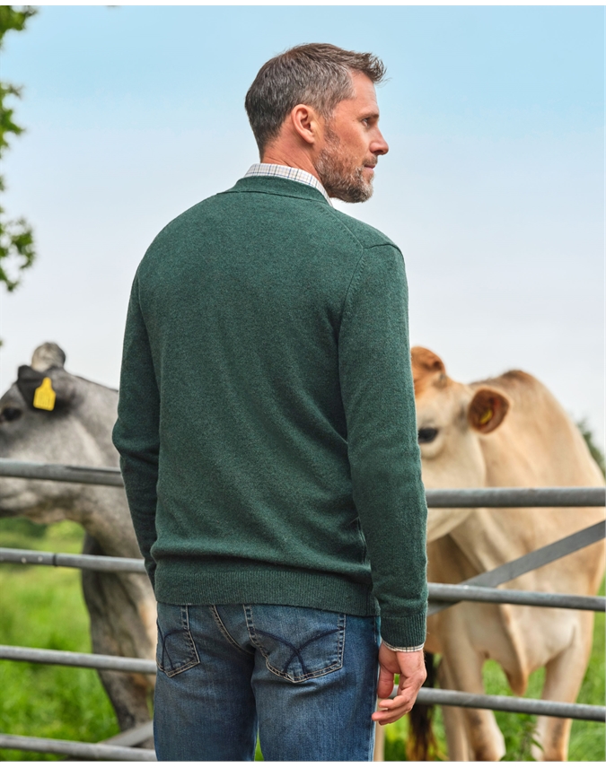 Mens Lambswool V Neck Cardigan