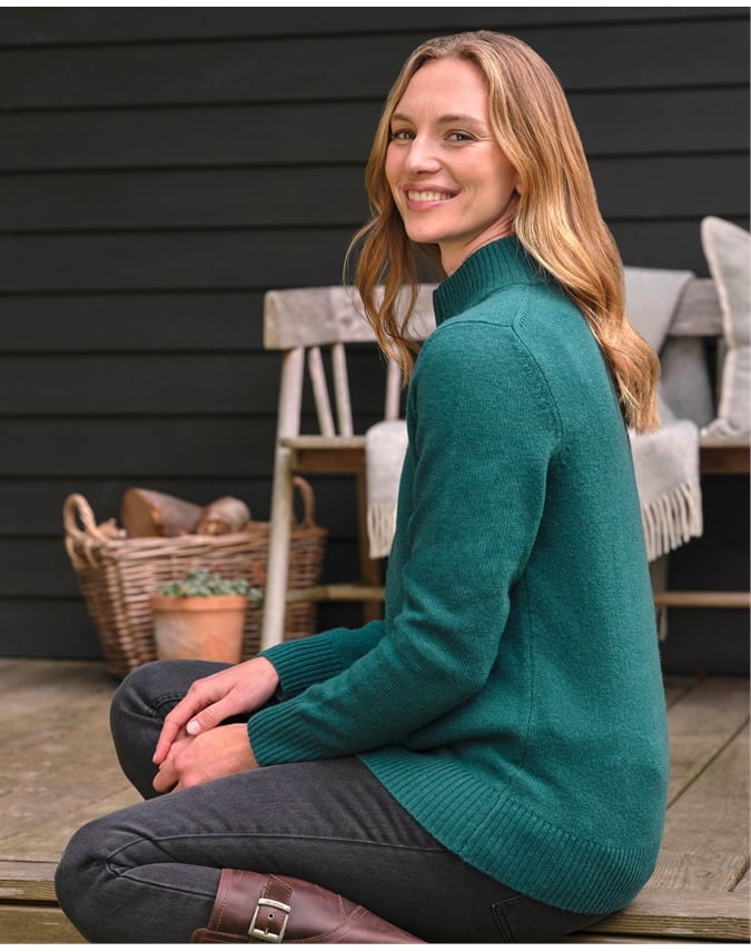 Lambswool Zip Thru Cardigan