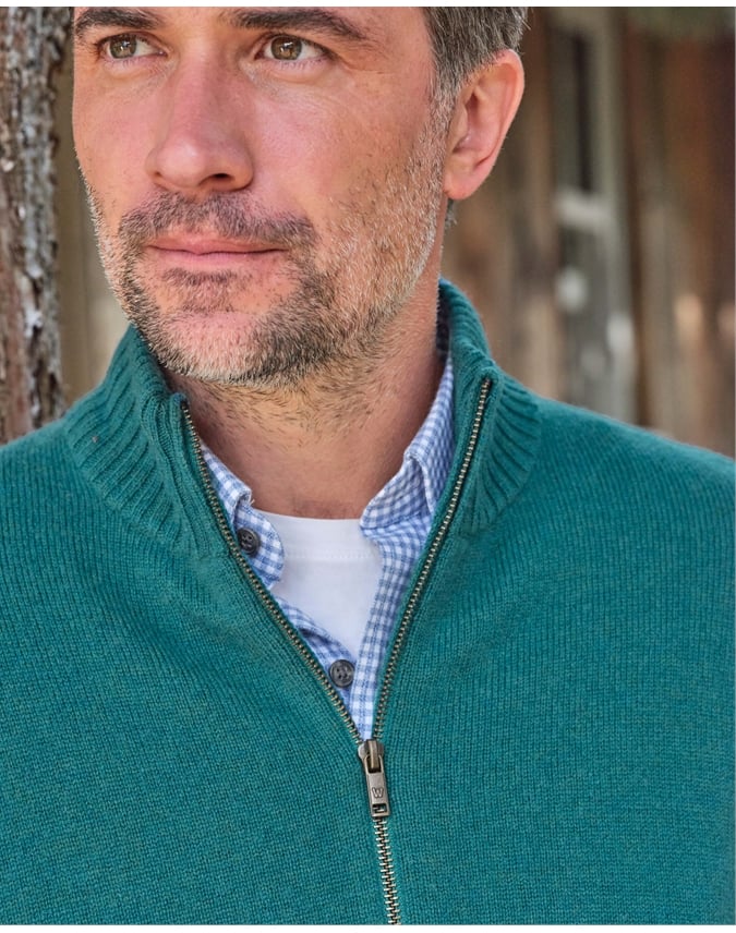 Mens Lambswool Lincoln Zipper Cardigan