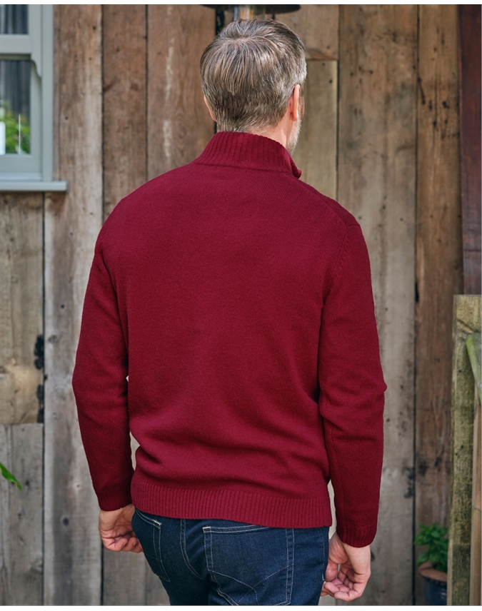 Mens Lambswool Zip Neck Sweater